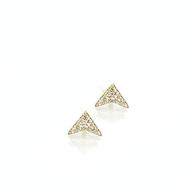14K Yellow Gold Diamond V Stud Earrings