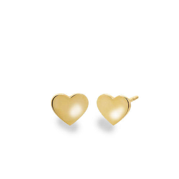 10K Yellow Gold Heart Stud Earrings