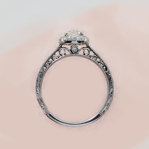 Gabriel & Co. 14K White Gold Natural  Diamond Halo Engagement Ring