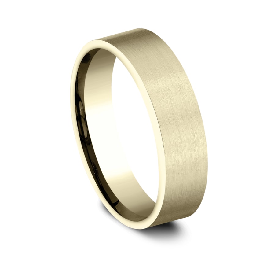 6mm yellow gold flat ring with satin finish