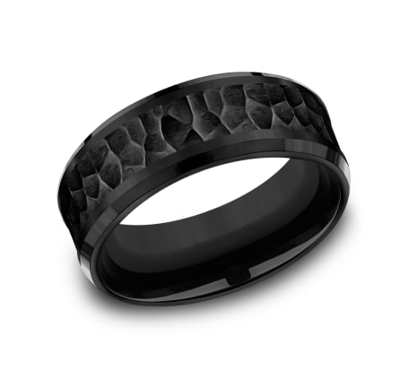 8mm black titanium ring with hammer finish