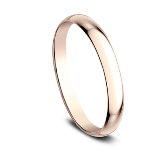 2mm 14 karat rose gold classic ring with a high polish finish