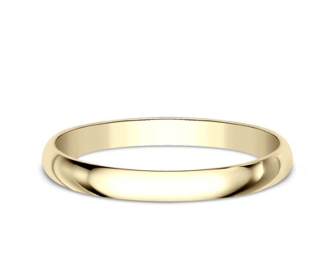 2mm 10 karat yellow gold classic ring with a high polish finish