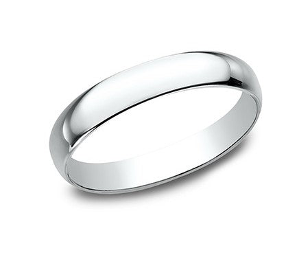 4mm 18 karat white gold classic ring with a high polish finish