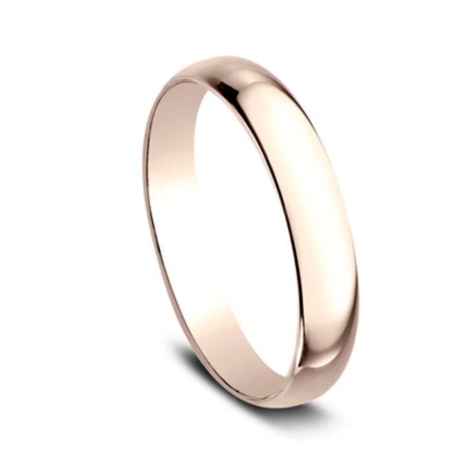 3mm 14 karat rose gold classic ring with a high polish finish