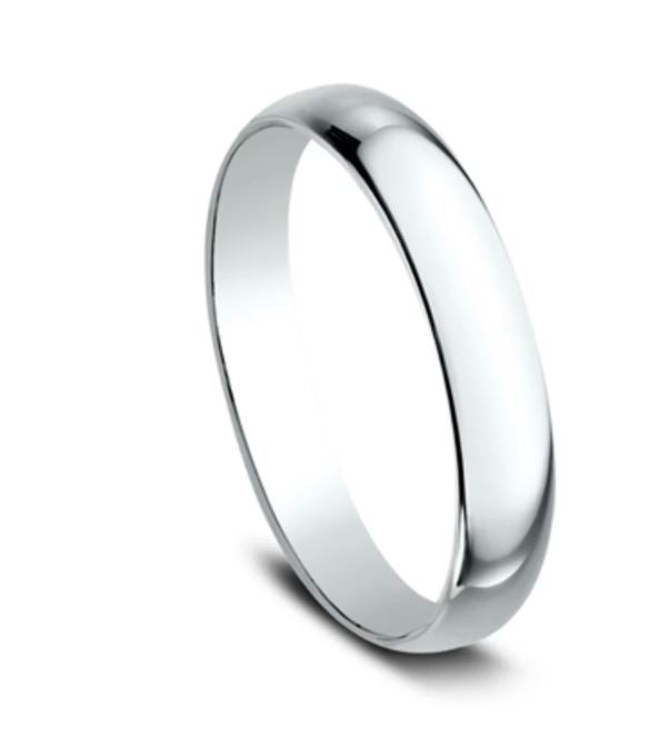 14k White Gold Wedding Band Plain Ring Flat Comfort Fit (3mm)