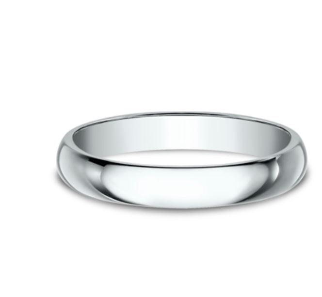 3mm 10 karat white gold classic ring with a high polish finish