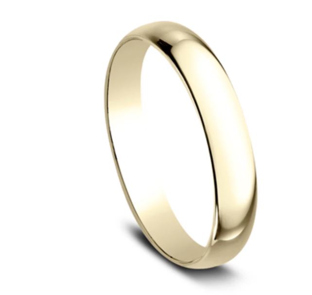 3mm 14 karat yellow gold classic ring with a high polish finish