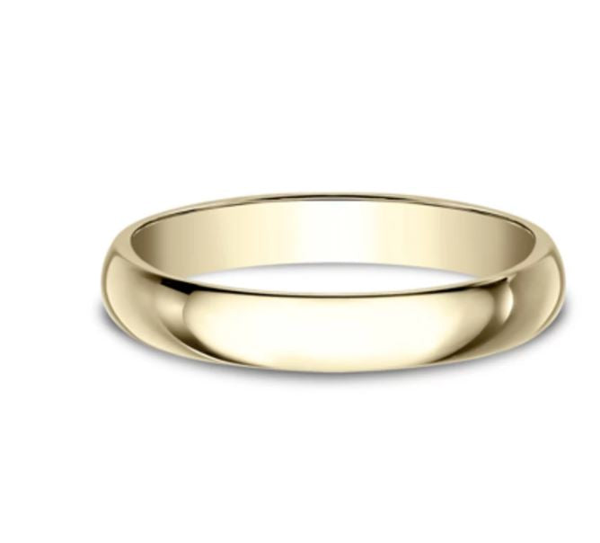 3mm 10 karat yellow gold classic ring with a high polish finish