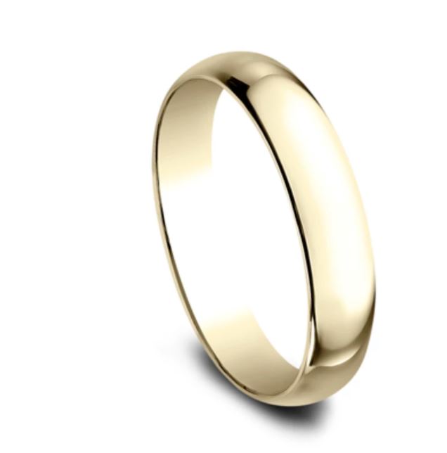 4mm 18 karat yellow gold classic ring with a high polish finish