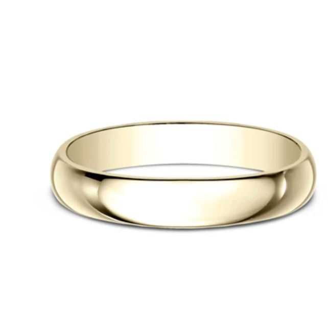 4mm 10 karat yellow gold classic ring with a high polish finish