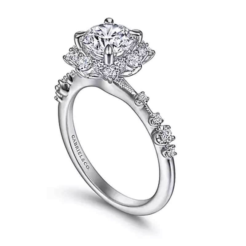 Gabriel & Co. White Gold Intricate Diamond Engagement Ring