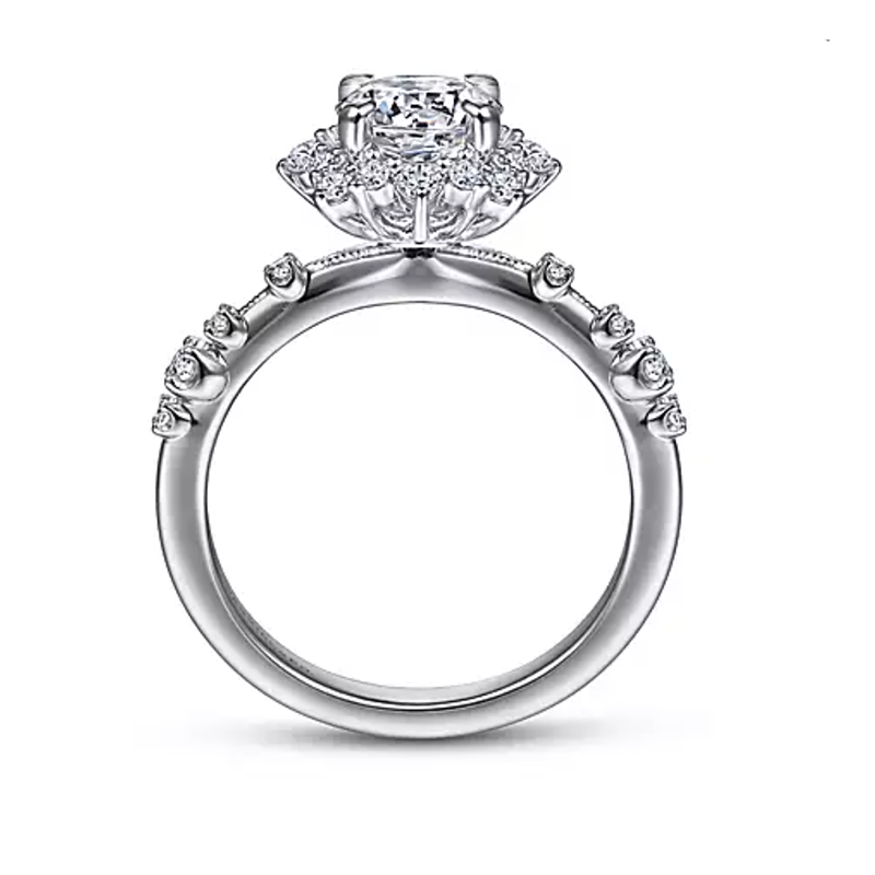 Gabriel & Co. White Gold Intricate Diamond Engagement Ring