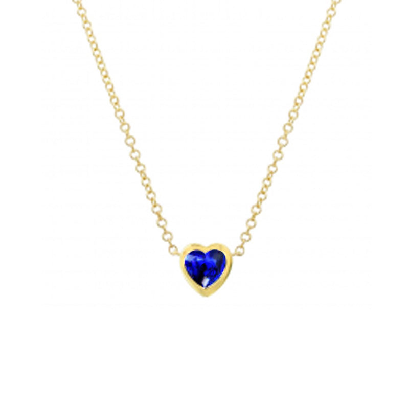 14k Yellow Gold Bezel Set Heart Sapphire Pendant