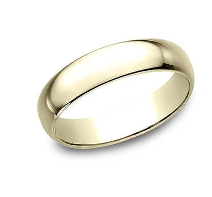5mm 10k yellow gold classic ring with a high polish finish