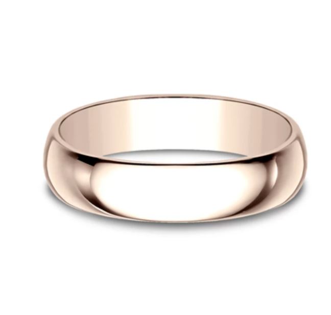 5mm 14k rose gold classic ring with a high polish finish
