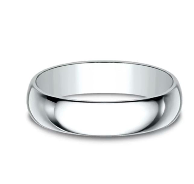 5mm 10k white gold classic ring with a high polish finish
