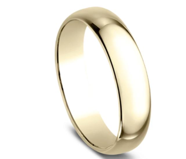 5mm 10k yellow gold classic ring with a high polish finish