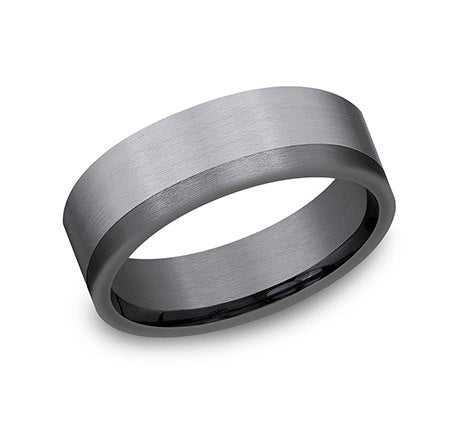 7mm two-tone grey tantalum ring with satin finish