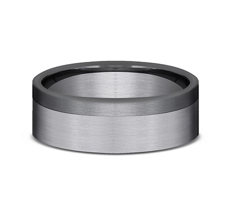 7mm two-tone grey tantalum ring with satin finish