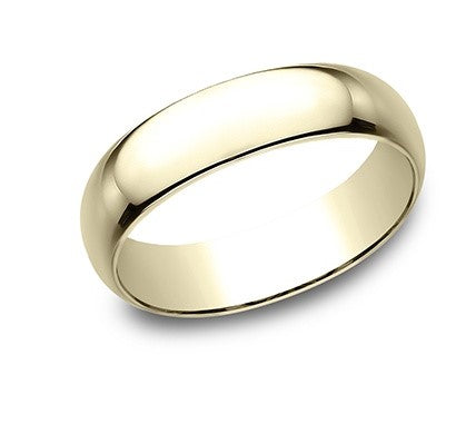 6mm 14 karat yellow gold classic ring with a high polish finish