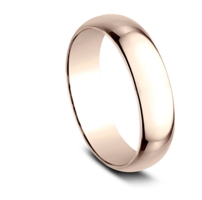 6mm 14 karat rose gold classic ring with a high polish finish