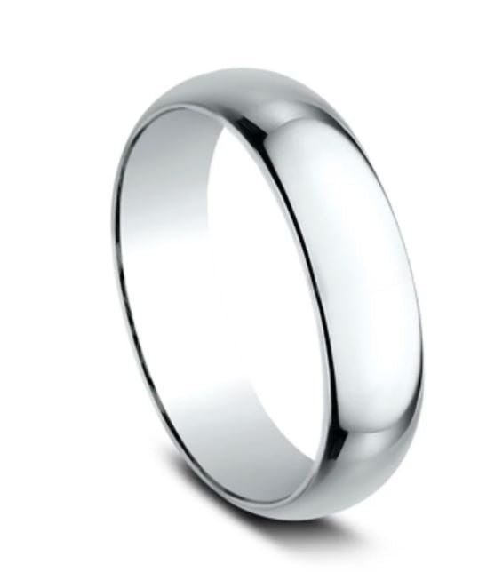 6mm 14 karat white gold classic ring with a high polish finish