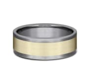 8mm grey tantalum and 14 karat yellow gold inlay ring with satin finish