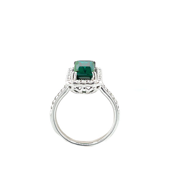 Bijoux Love 18K White Gold Green Tourmaline And Diamond Ring