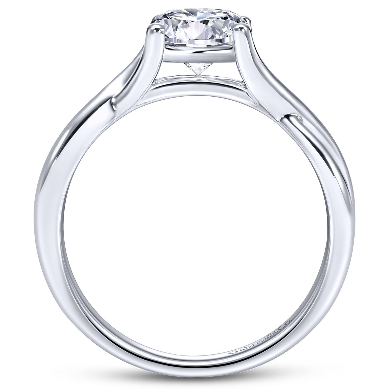 Gabriel & Co. 14k White Gold Twisted Diamond Solitaire Engagement Ring