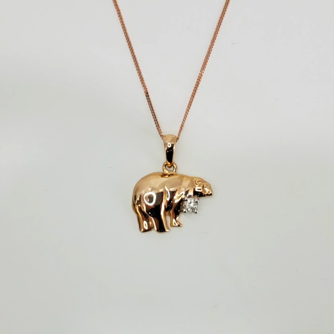 Canadian Diamond Polar Bear Necklace 10k Rose Gold – TrueBijoux
