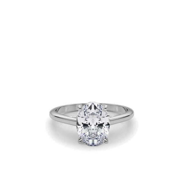 14K Gold Lab Grown 3.00ct Oval Solitaire Diamond Engagement Ring