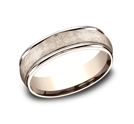 6.5mm rose gold ring with a swirl finish inlay