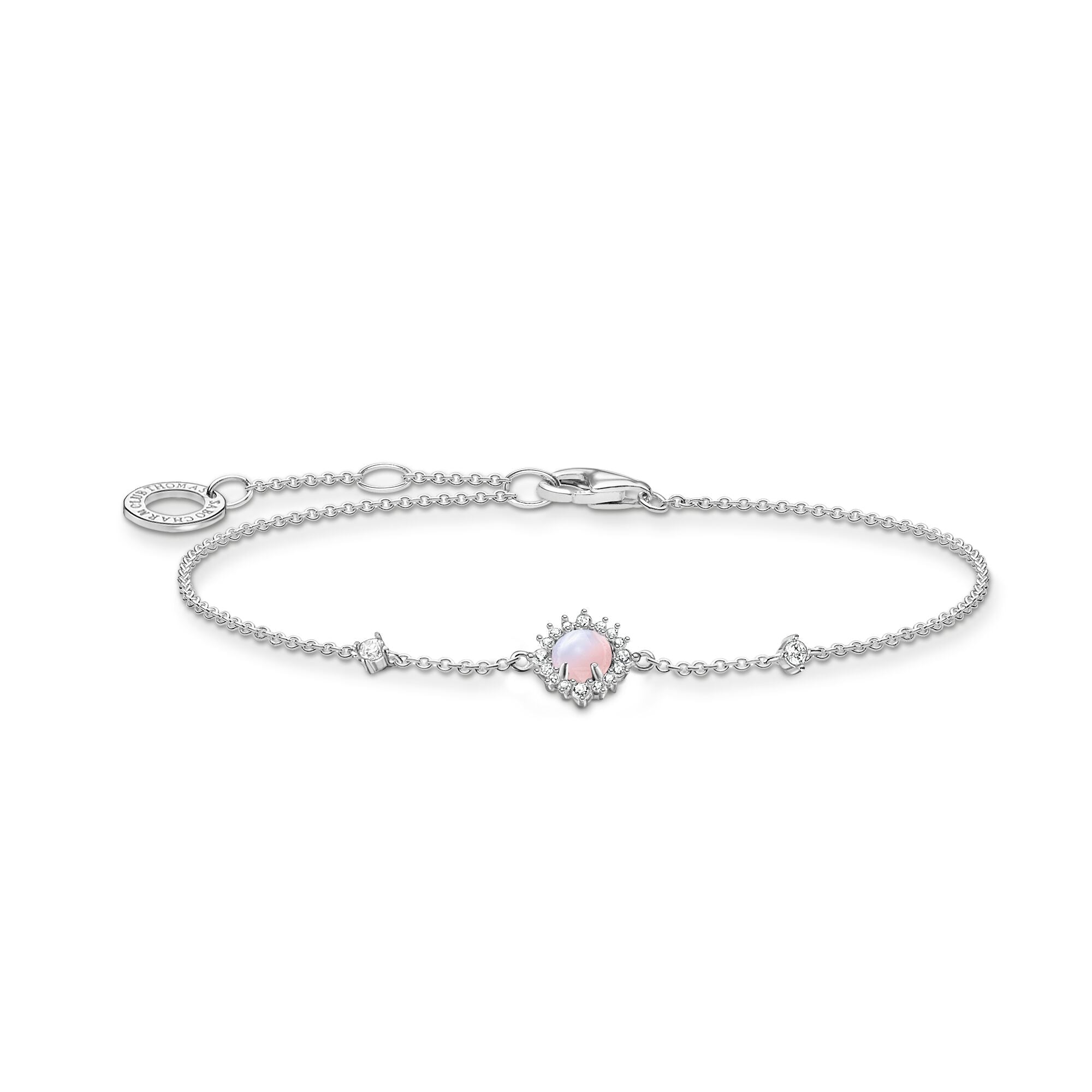 Thomas Sabo Sterling silver and Pink Opal colour affect stone bracelet 