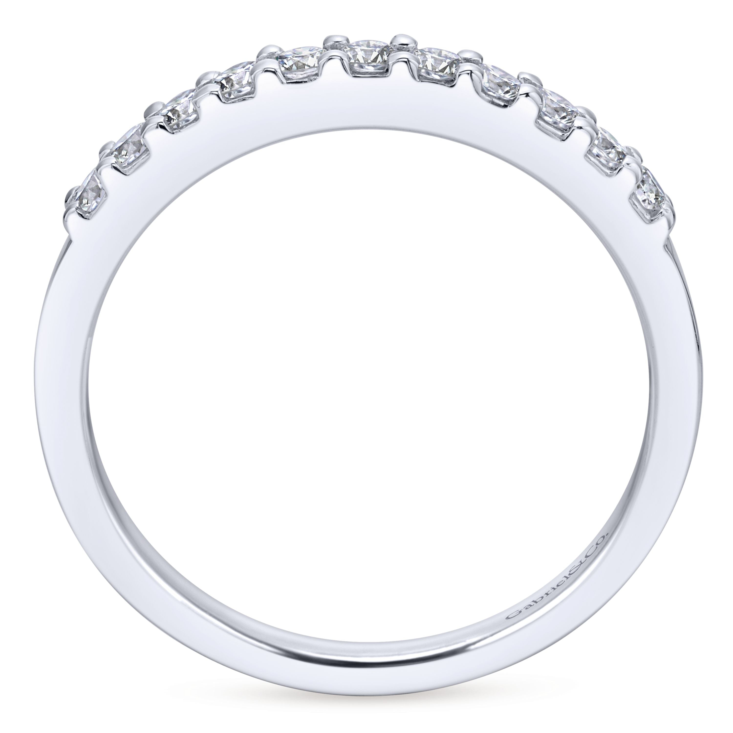 Platinum ring with 11 round diamonds by Gabriel & Co