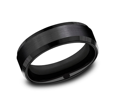 Benchmark 7mm Black Titanium with Satin Finish Wedding Ring