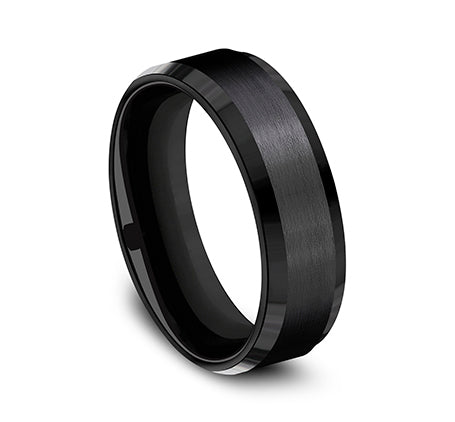 Benchmark 7mm Black Titanium with Satin Finish Wedding Ring