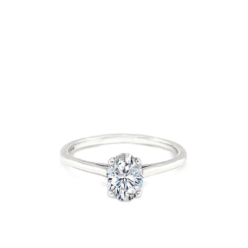 14K White Gold 1.50ct Lab Grown Oval Solitaire Engagement Ring