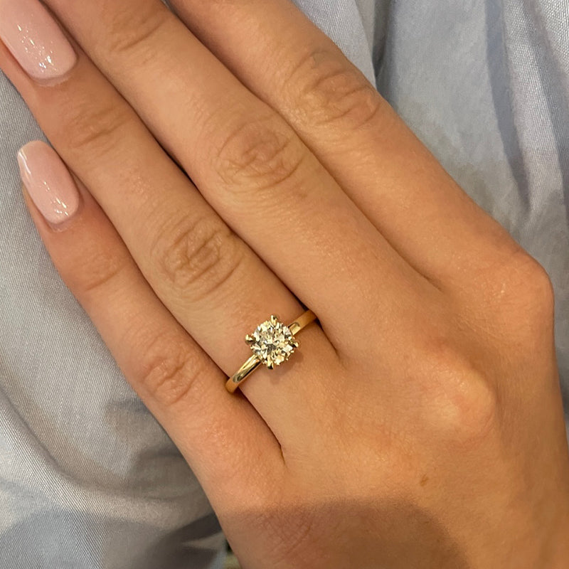 Bijoux Love 14K 1.02 Carat Natural Diamond Solitaire Engagement Ring With Hidden Diamond Halo