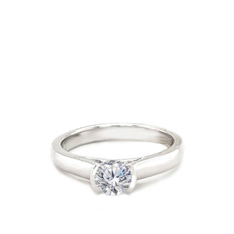 Bijoux Love Platinum Half Bezel Solitaire Engagement Ring