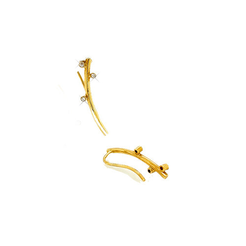 Bijoux Oro 14K Branch Style Crawler Diamond Earrings