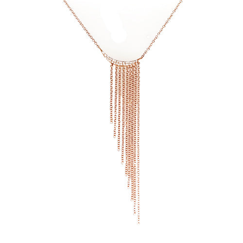 Bijoux Oro 14k Rose Gold Diamond Multi Chain Pendant