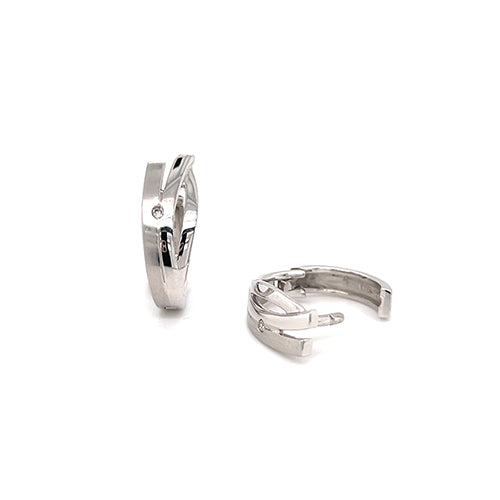 Bijoux Oro 14K Huggie Style Diamond Earrings