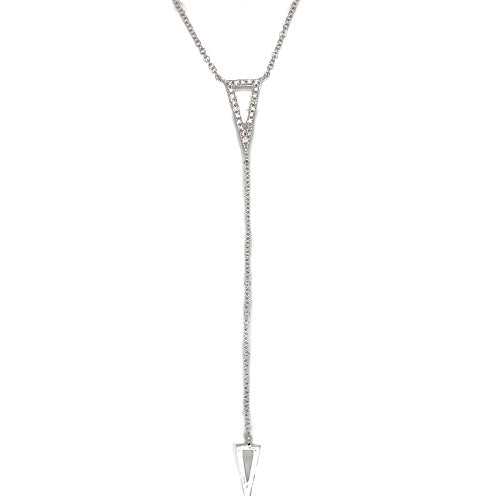 Bijoux Oro 14K White Gold Short Lariat Style Diamond Pendant
