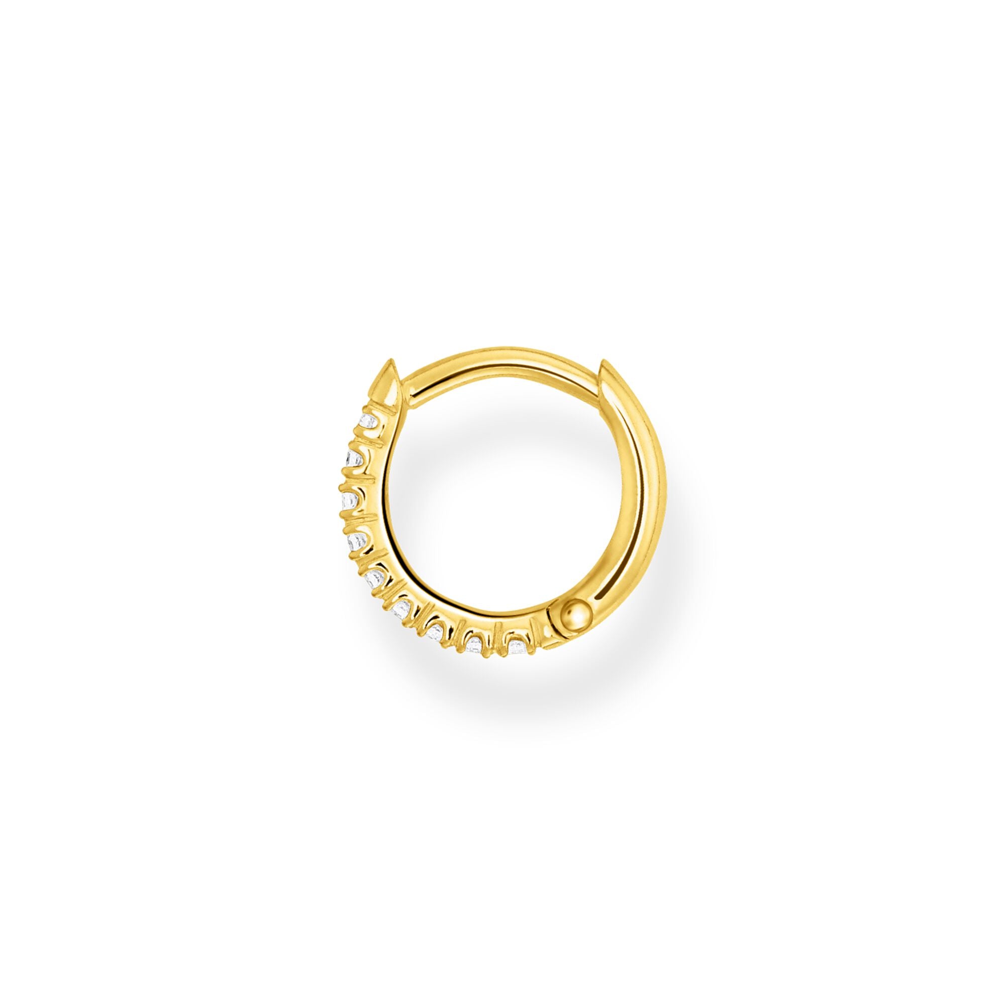 Thomas Sabo, Sterling Silver, Yellow Gold Plated, Cubic Zirconia, Multi Stone, Hoop, 12mm, Single Earring, Ottawa