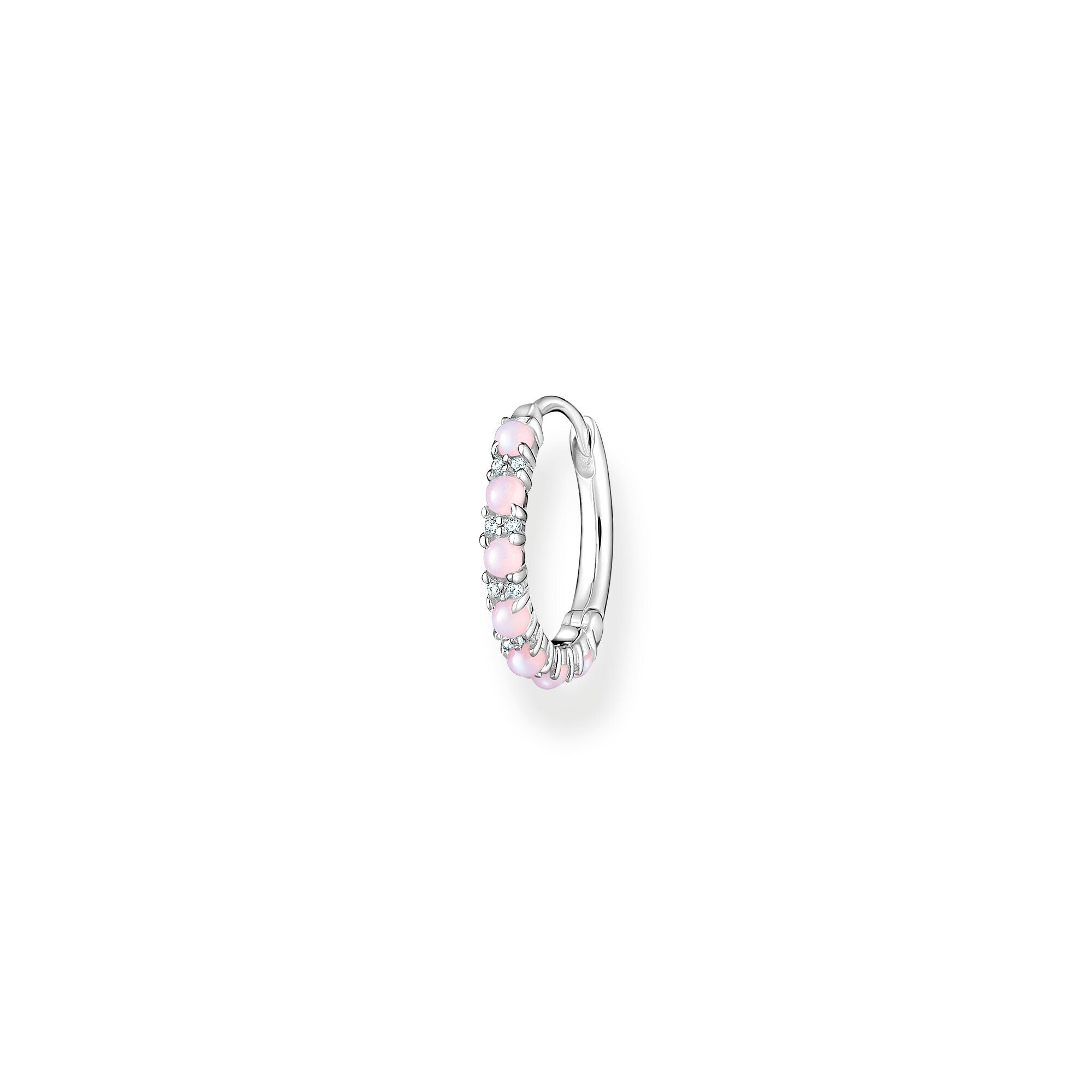 Thomas Sabo sterling silver and pink opal effect stones, single hoop earring