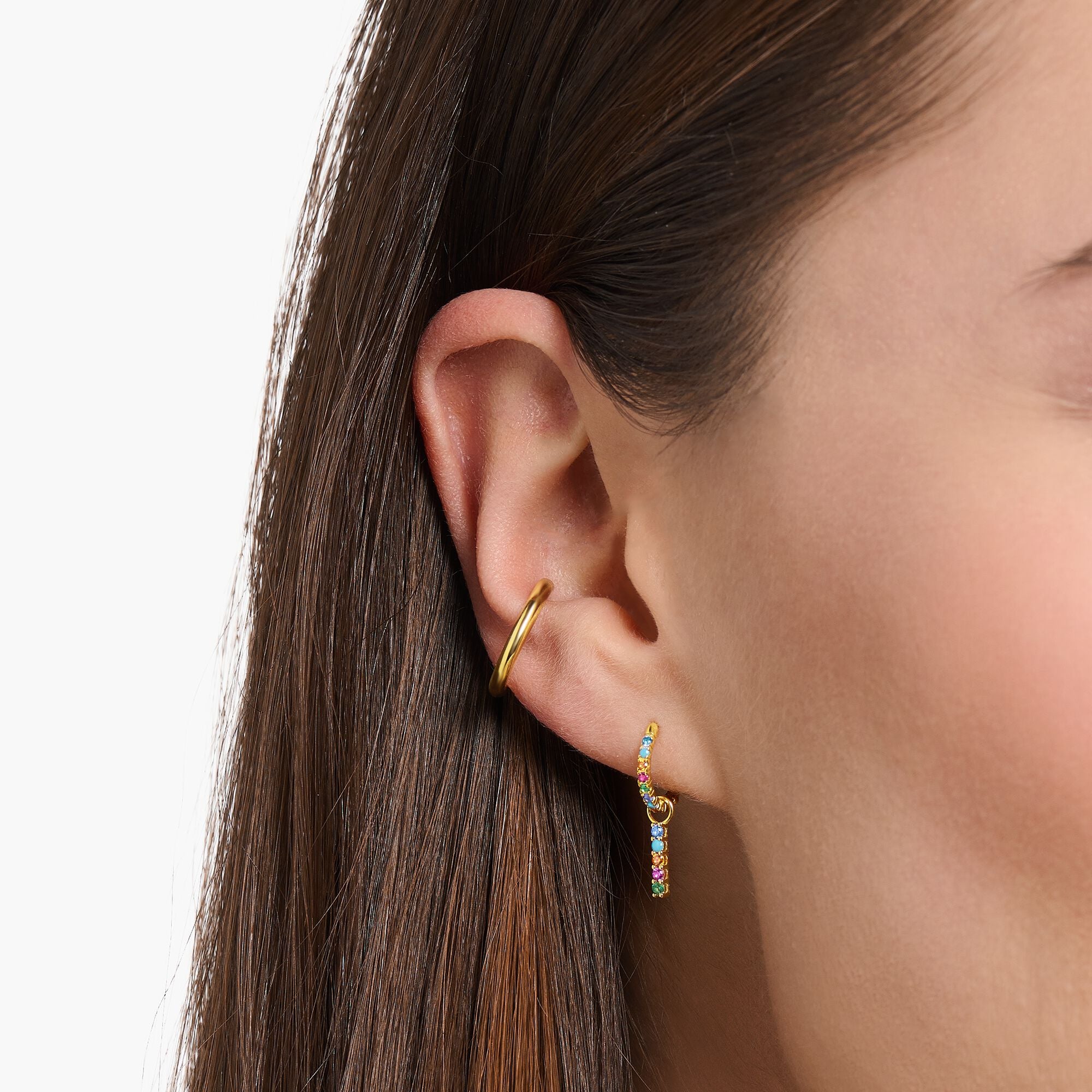Thomas Sabo Single Gold Plated Multi-Coloured Gemstone Earring