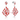 Red and white enamel with white zirconias, fancy drop earrings in sterling silver by Belle Etoile
