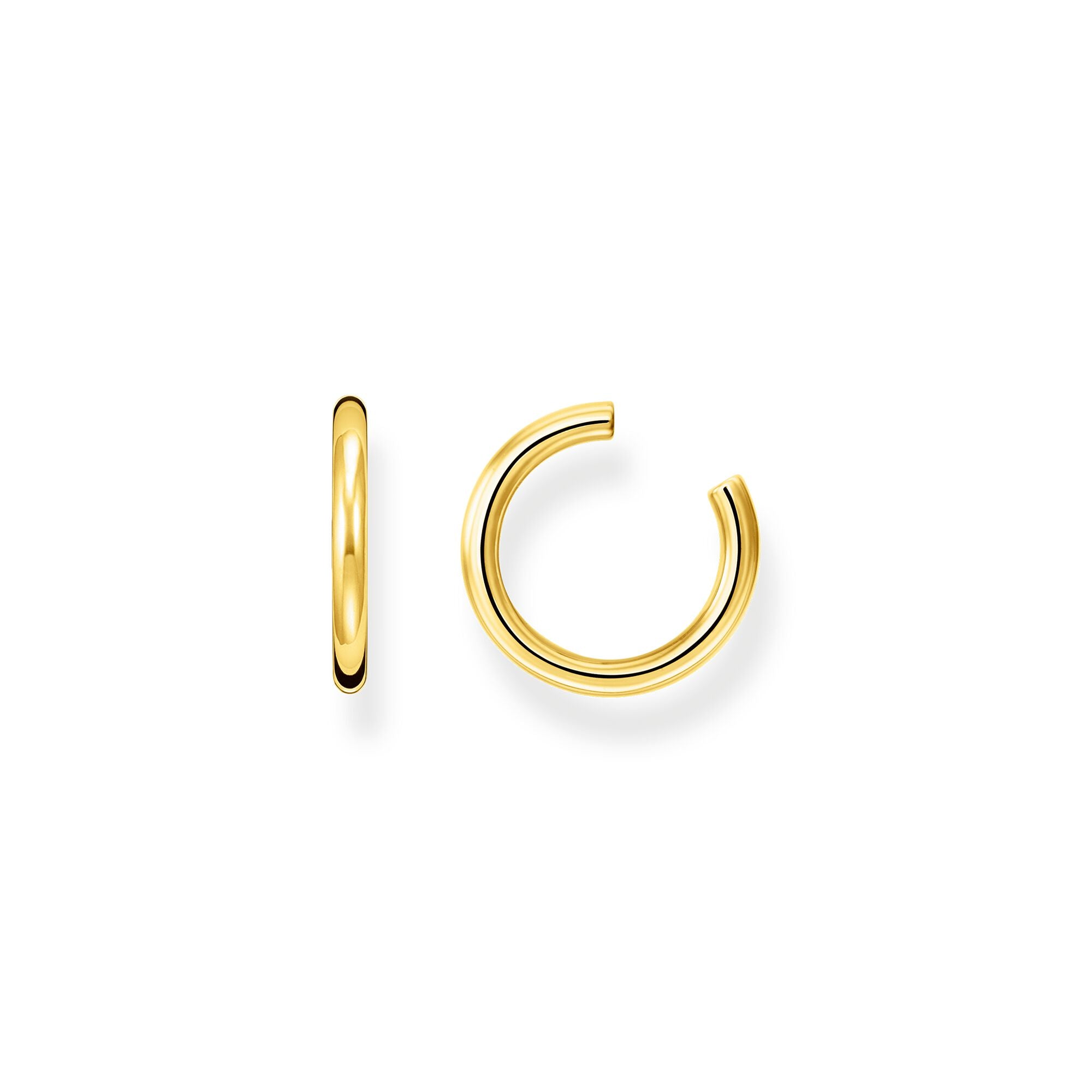 Thomas Sabo 18 karat yellow gold plated sterling silver plain ear cuff for non pierced ears.  Comes as a single earring