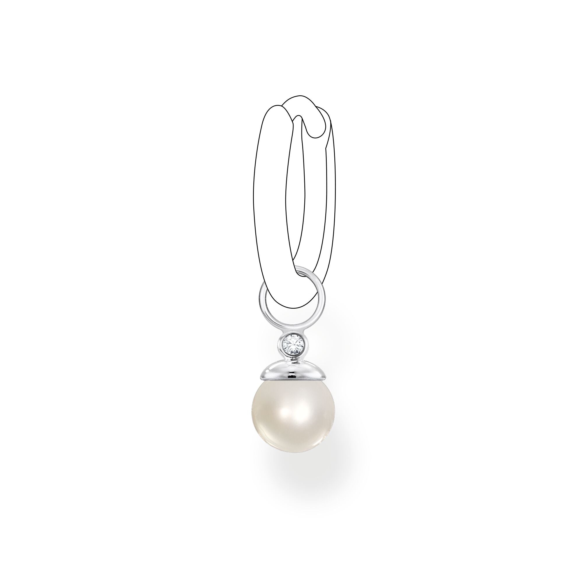 Thomas Sabo, Sterling Silver, Pearl, Cubic Zirconia, Ottawa, Single Earring, Earring Pendant